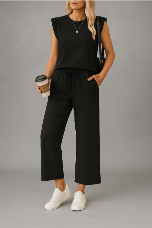 Conjunto de 2 piezas de top y pantalones anchos