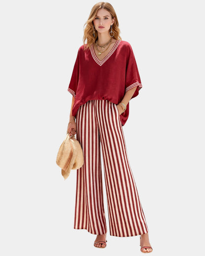 Tristane | Conjunto de pantalón y blusa a rayas