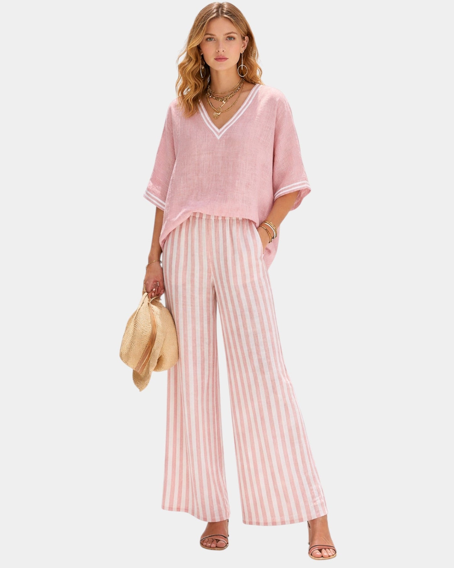 Tristane | Conjunto de pantalón y blusa a rayas
