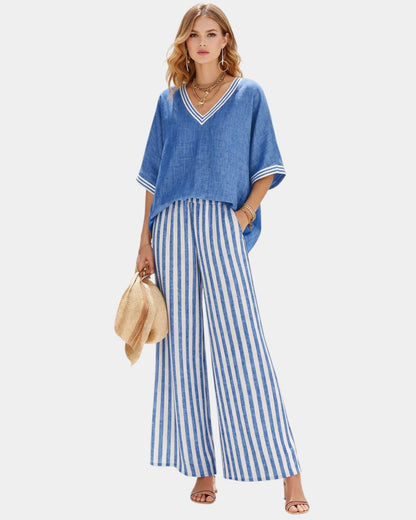Tristane | Conjunto de pantalón y blusa a rayas
