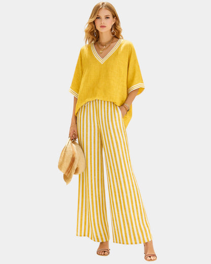 Tristane | Conjunto de pantalón y blusa a rayas