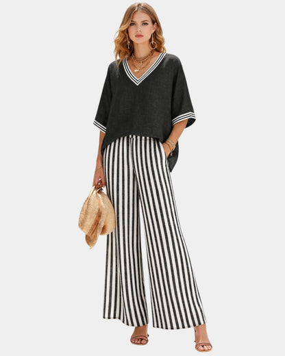 Tristane | Conjunto de pantalón y blusa a rayas