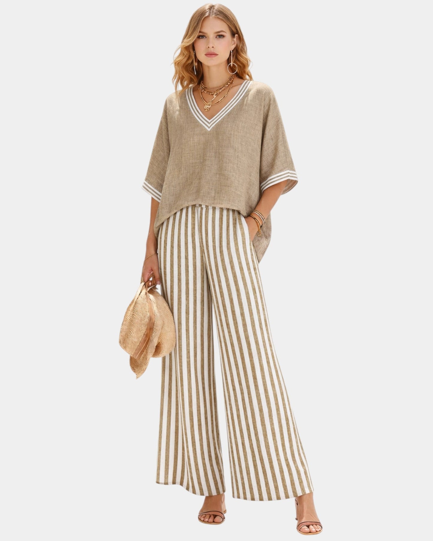 Tristane | Conjunto de pantalón y blusa a rayas