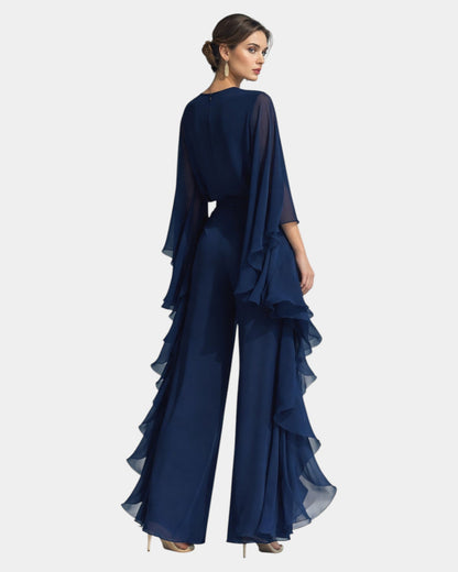 Verónica | Conjunto elegante en chifón con volantes