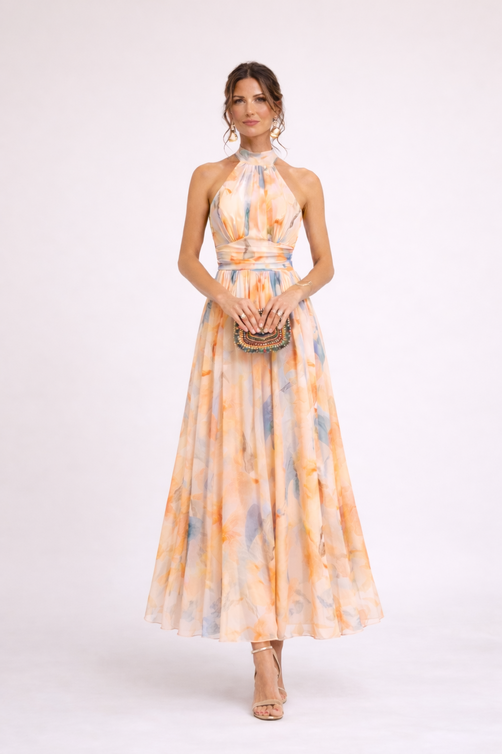 CAMILLE - Vestido Halter Acuarela