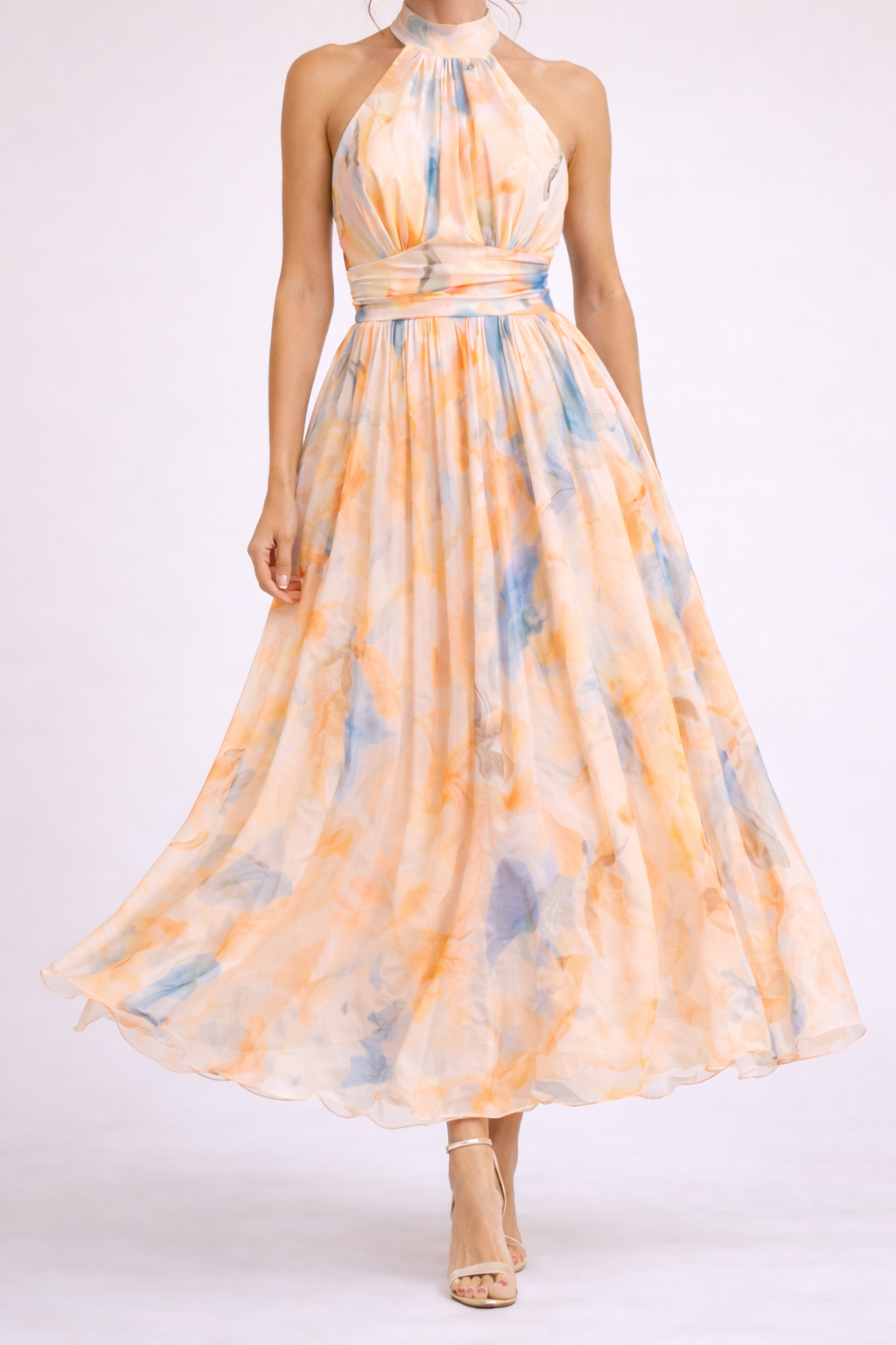 CAMILLE - Vestido Halter Acuarela