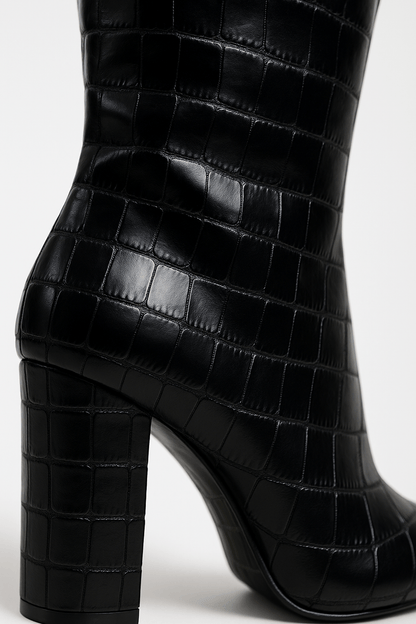 Botas de mujer con estampado y tacón cuadrado