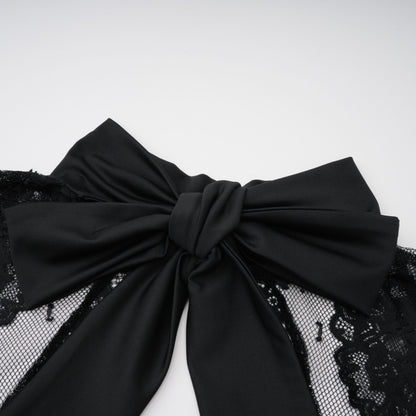 Vestido maxi con panel de encaje negro