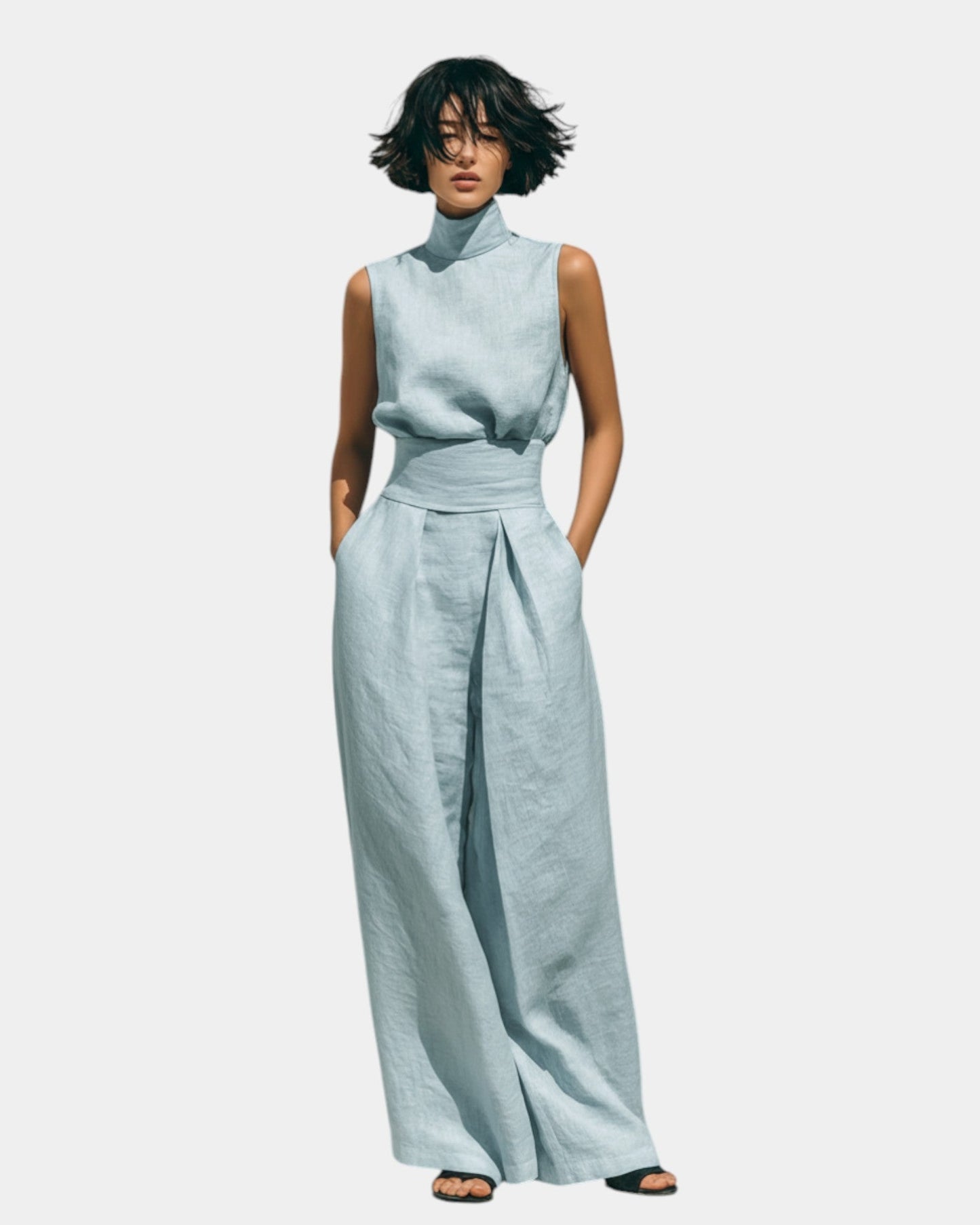 Falyne | Conjunto top sin mangas y pantalón ancho minimalista