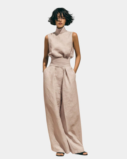 Falyne | Conjunto top sin mangas y pantalón ancho minimalista