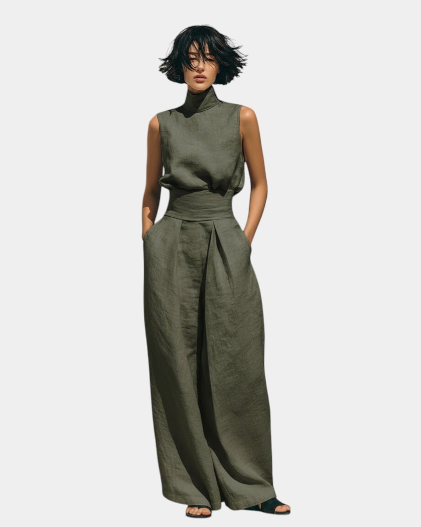 Falyne | Conjunto top sin mangas y pantalón ancho minimalista
