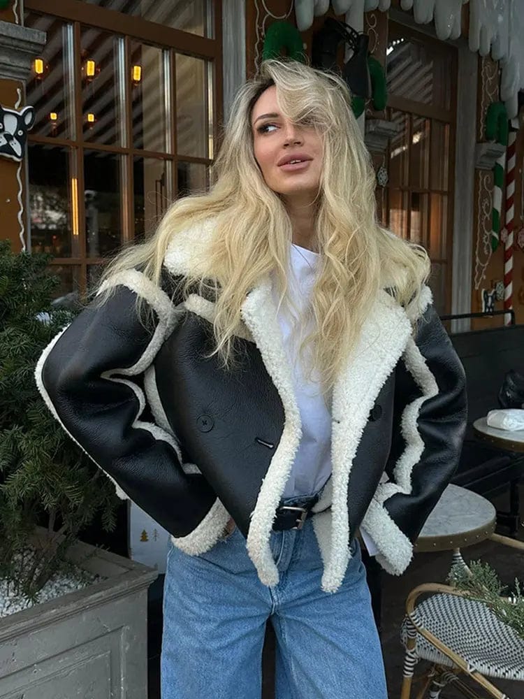 Chaqueta corta para mujer cálida con corte crop