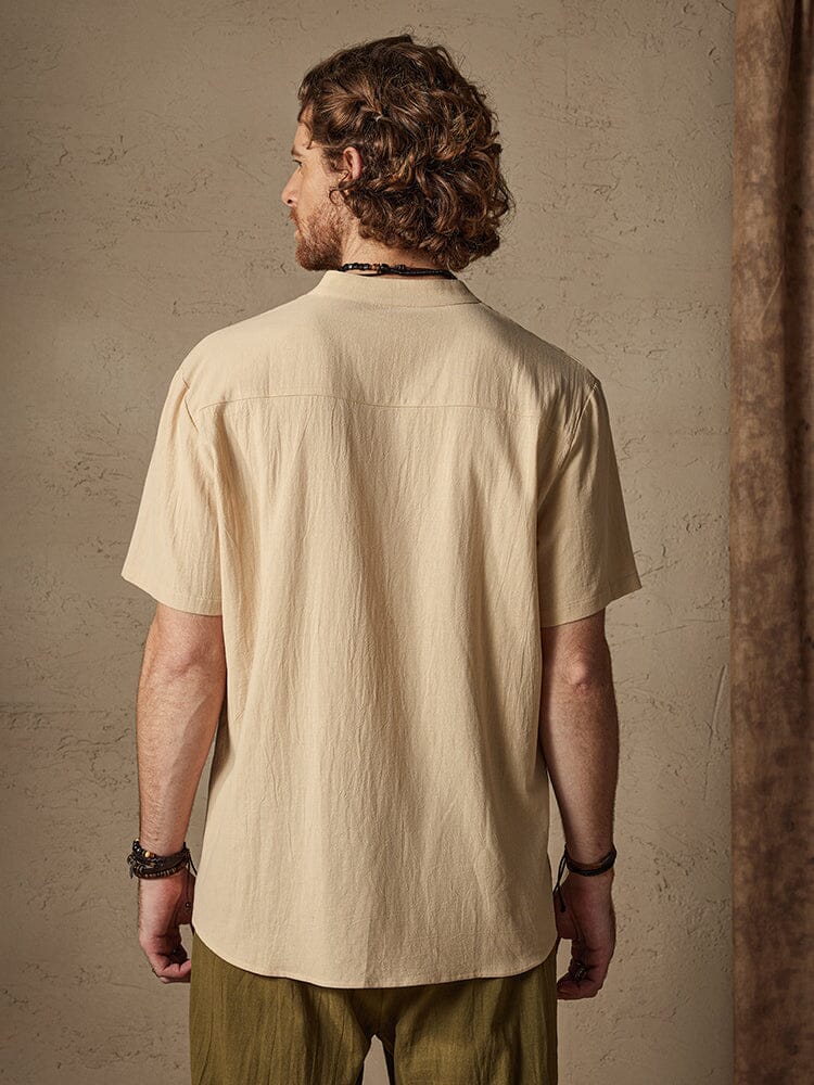 Camisa clásica de algodón y lino
