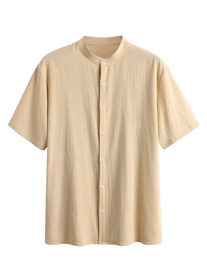 Camisa clásica de algodón y lino