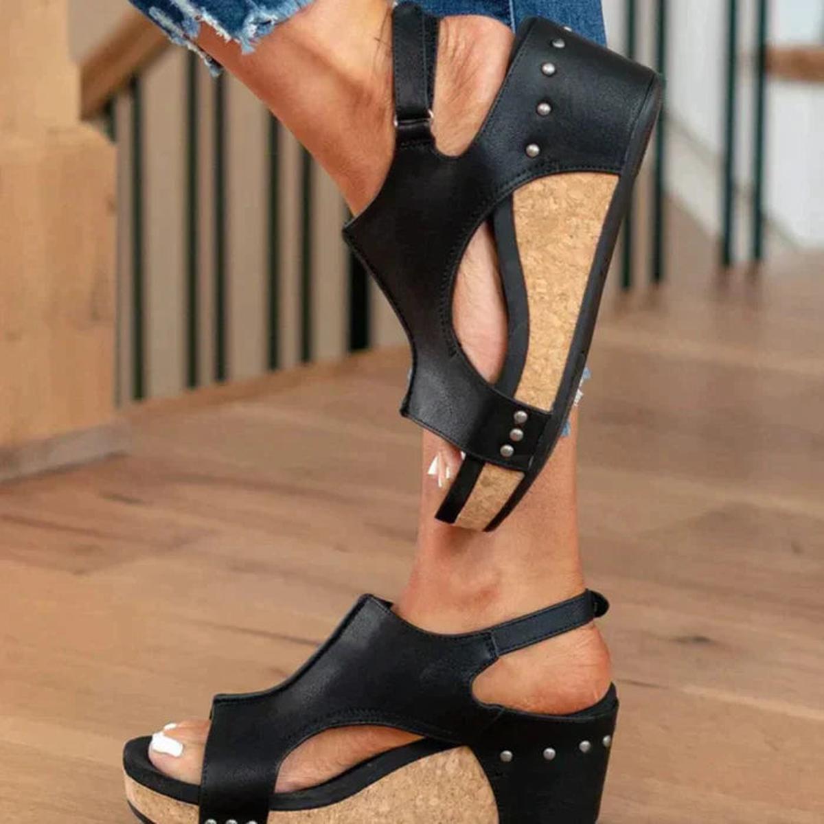 Angela | Sandalias de cuña para mujer con punta abierta