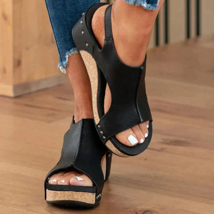 Angela | Sandalias de cuña para mujer con punta abierta