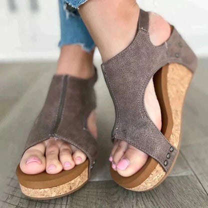 Angela | Sandalias de cuña para mujer con punta abierta