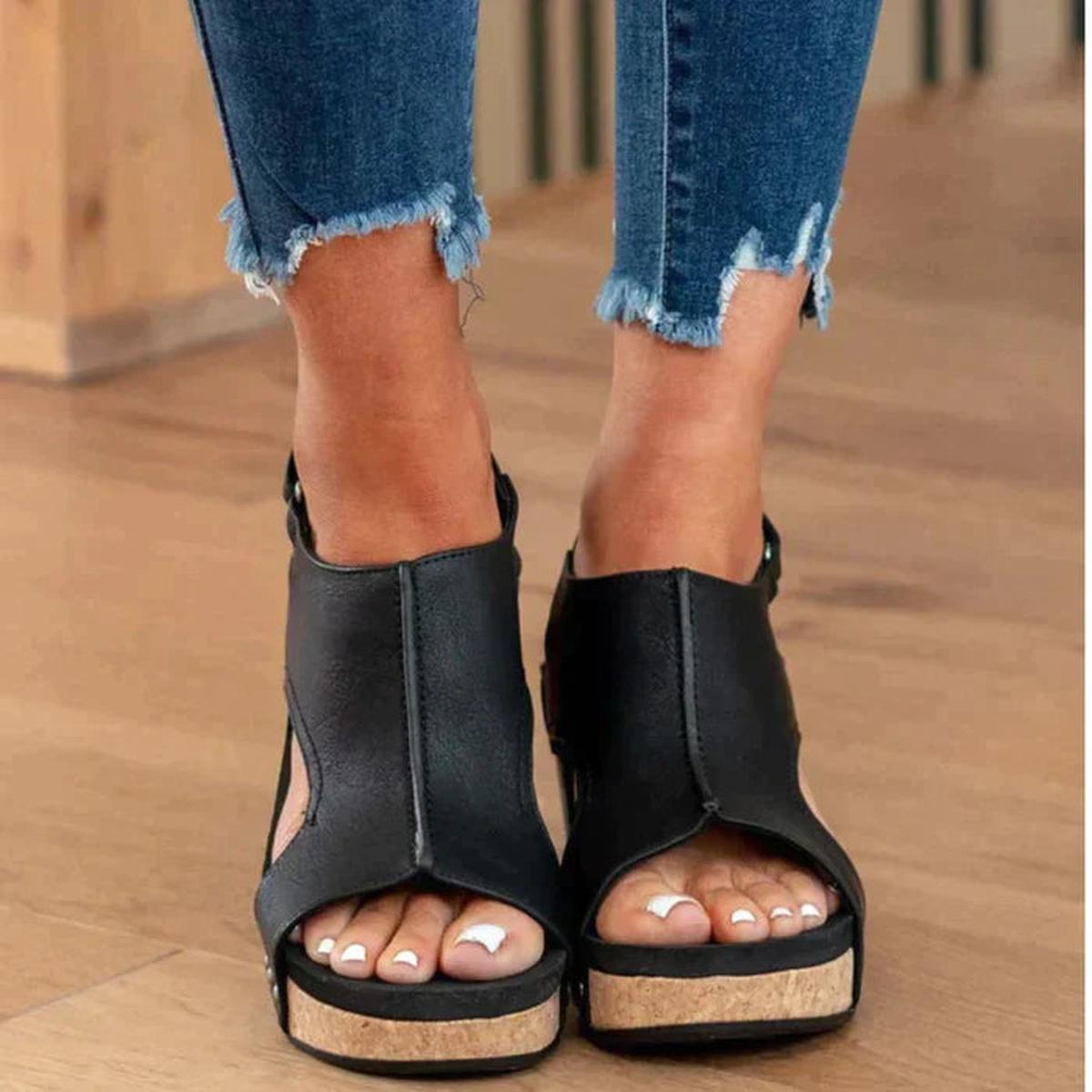 Angela | Sandalias de cuña para mujer con punta abierta