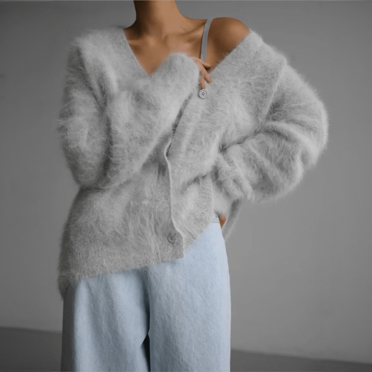 Chaqueta de punto suave y moderna