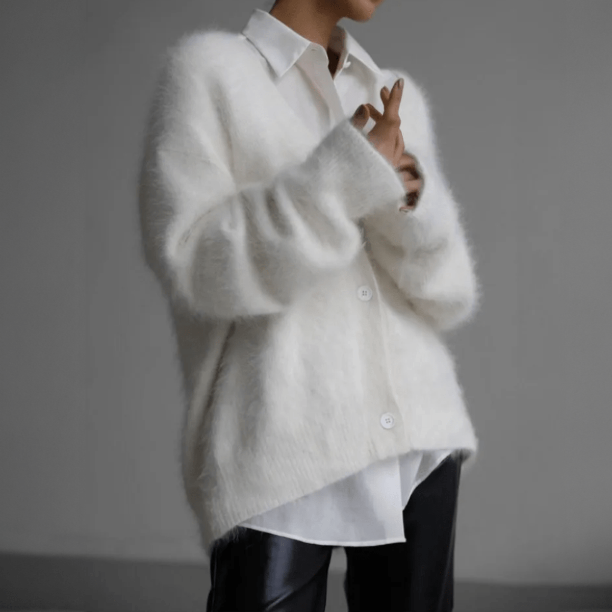 Chaqueta de punto suave y moderna