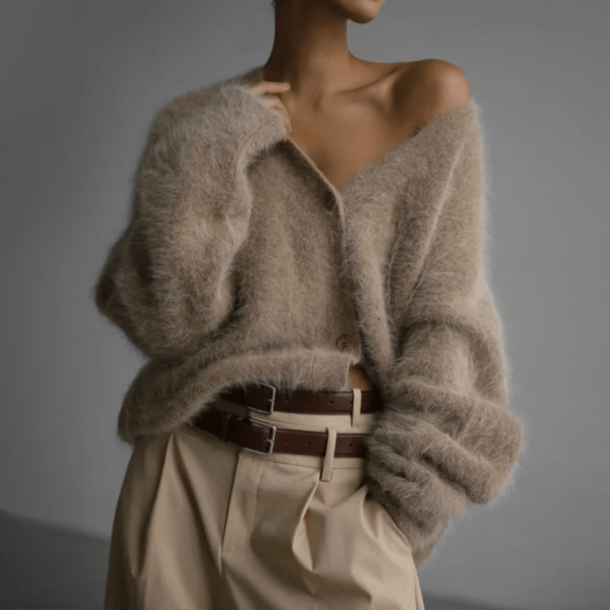 Chaqueta de punto suave y moderna