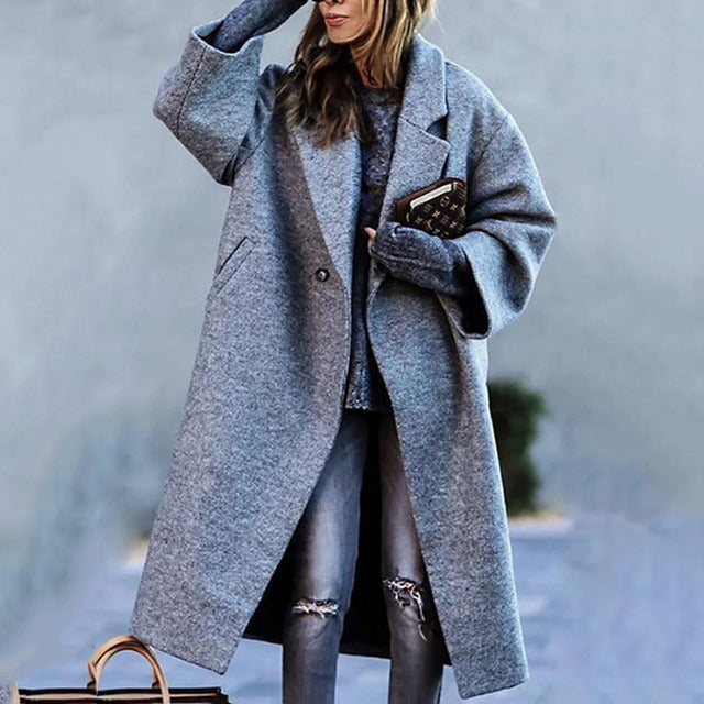 Gabardina larga para mujer, cálida y acogedora para el invierno