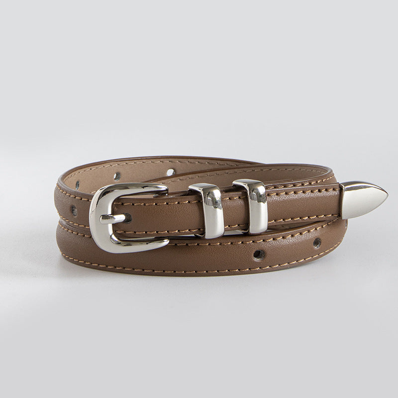 Cinturón de cuero delgadoy elegante