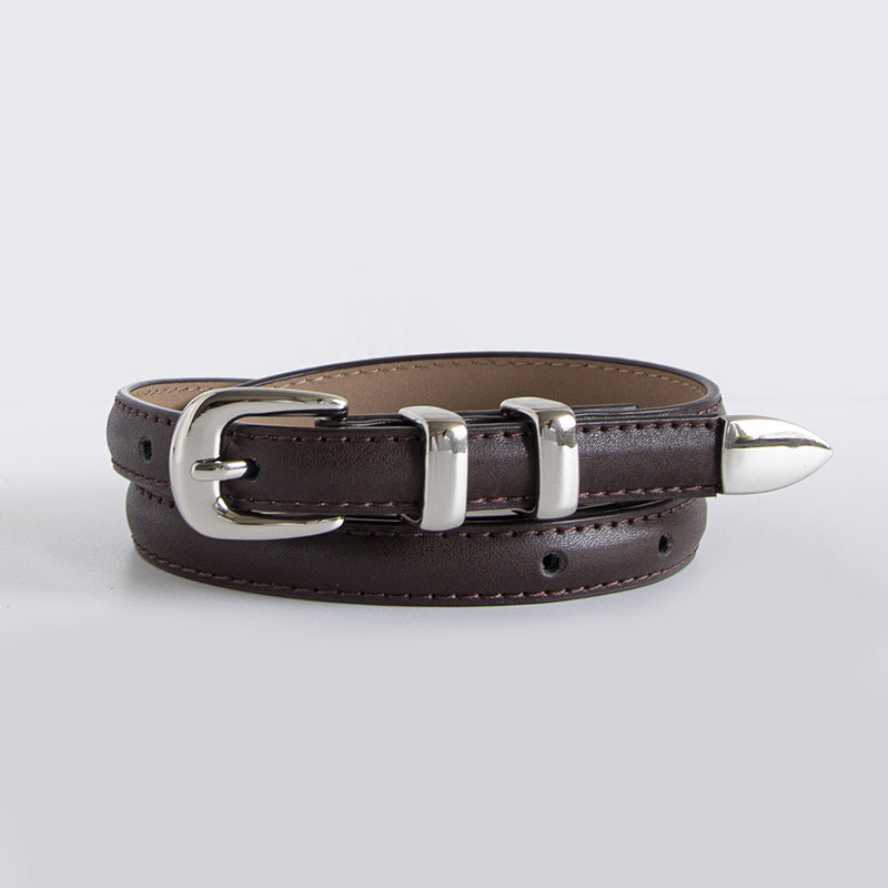 Cinturón de cuero delgadoy elegante