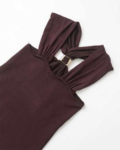 ARIA | Top halter de color mocha