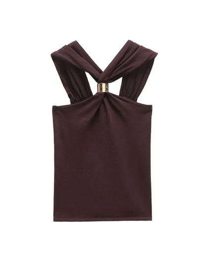 ARIA | Top halter de color mocha