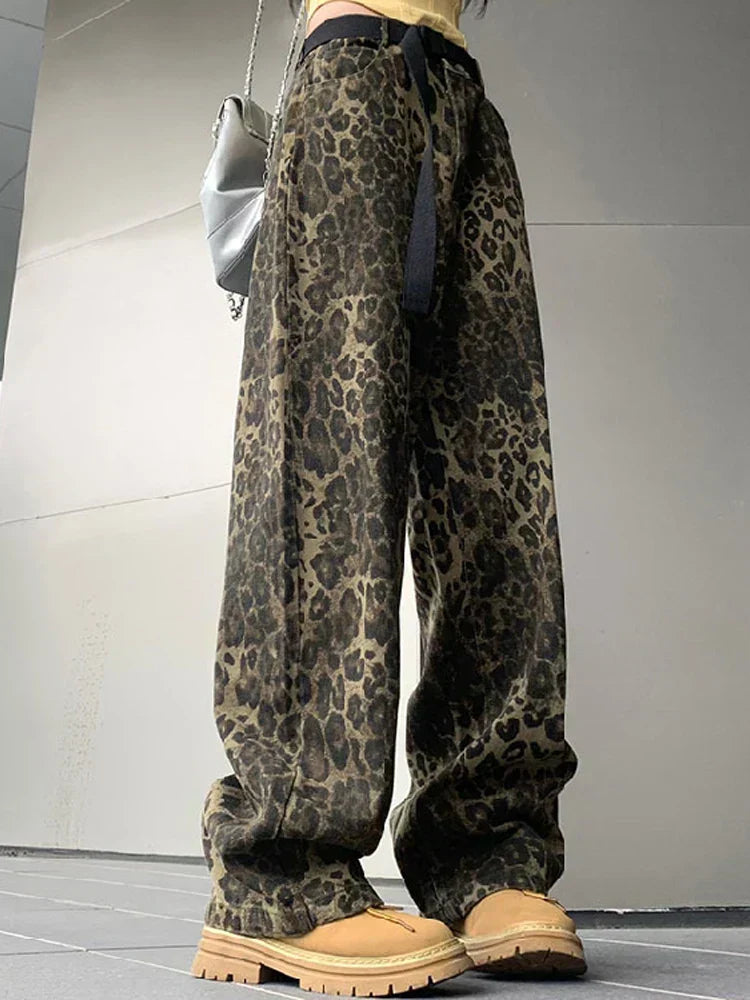 Jeans con Estampado de Leopardo