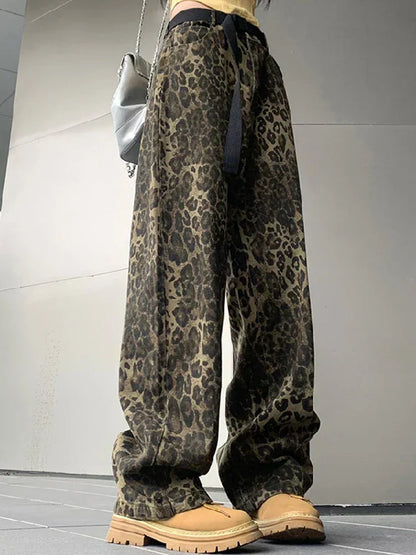 Jeans con Estampado de Leopardo