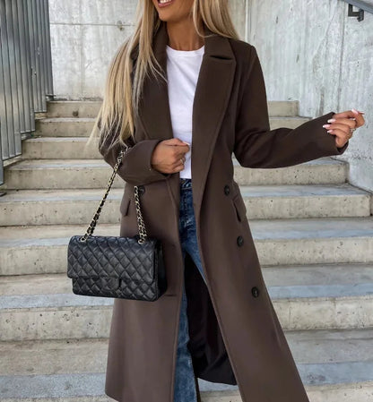 Gabardina clásica larga para mujer con mangas largas
