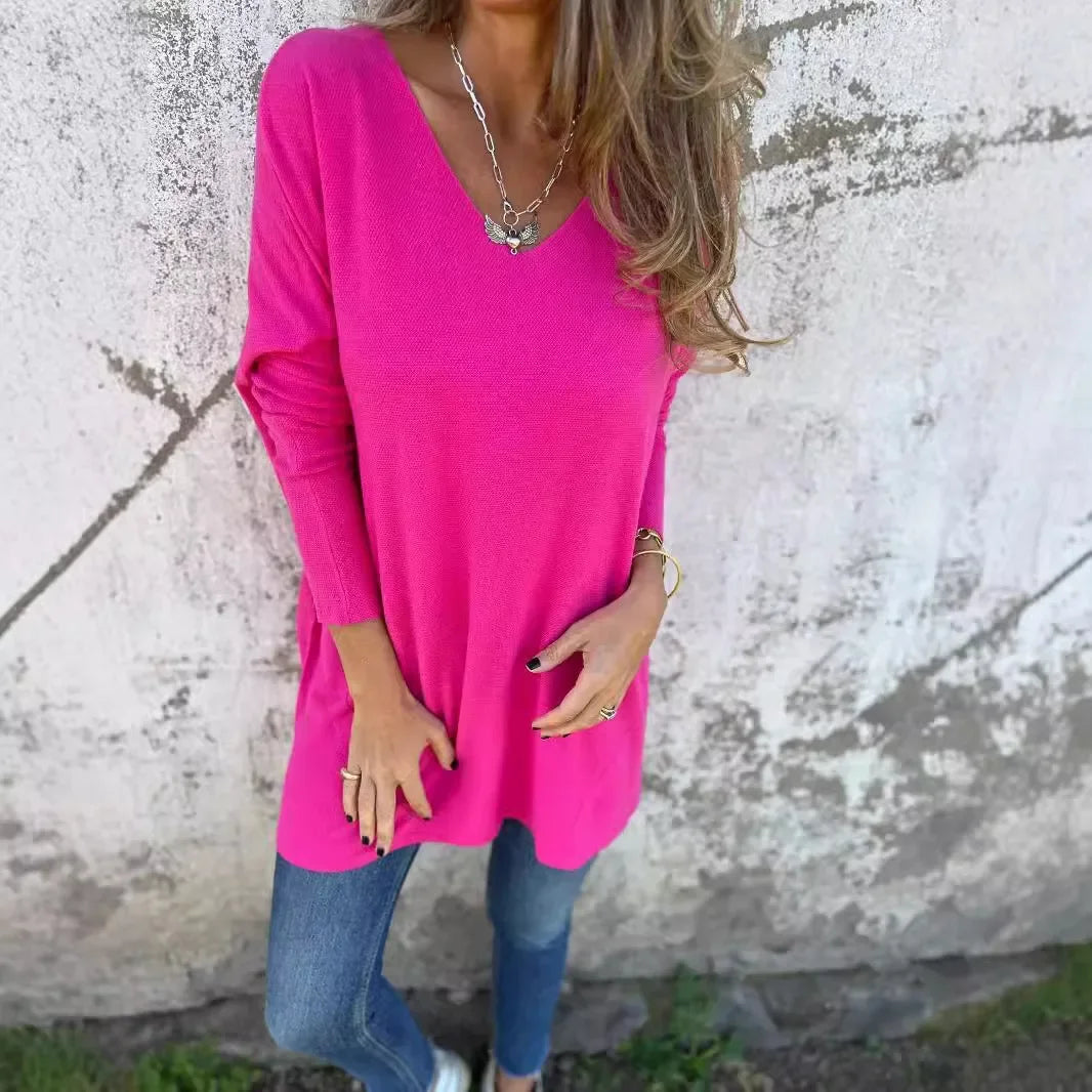 Top con Escote en V y Corte Largo