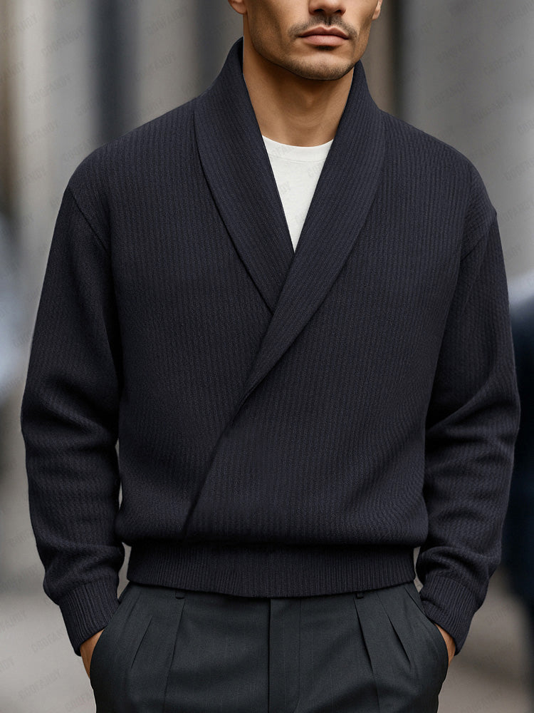Suéter de punto con cuello de chal elegante