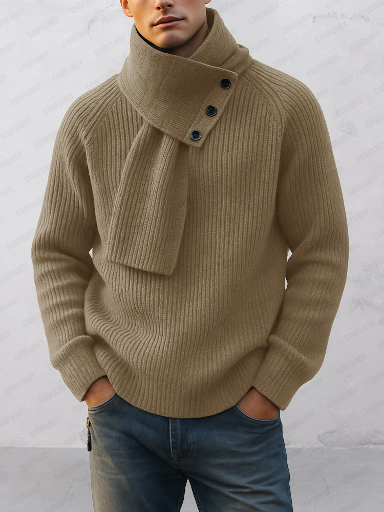 Conjunto minimalista de suéter de cuello redondo y bufanda