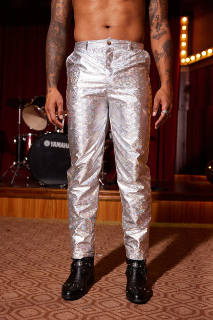 Pantalones metálicos brillantes