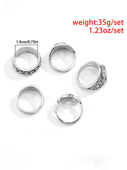 Conjunto 5 anillos con diseño totem