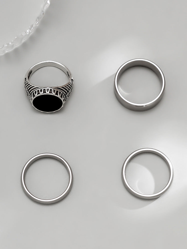 Conjunto 4 anillos estilo urbano