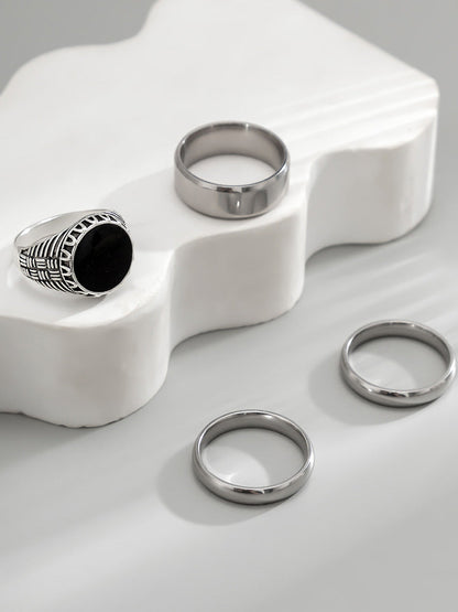 Conjunto 4 anillos estilo urbano