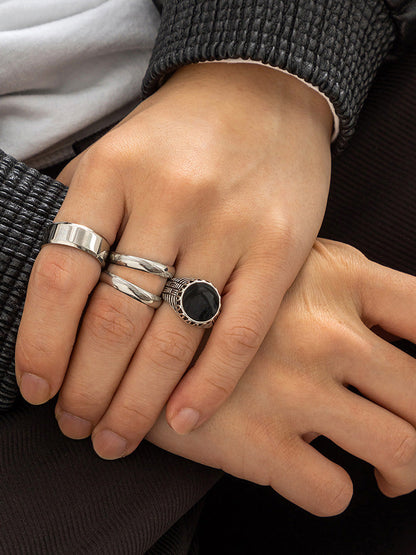 Conjunto 4 anillos estilo urbano