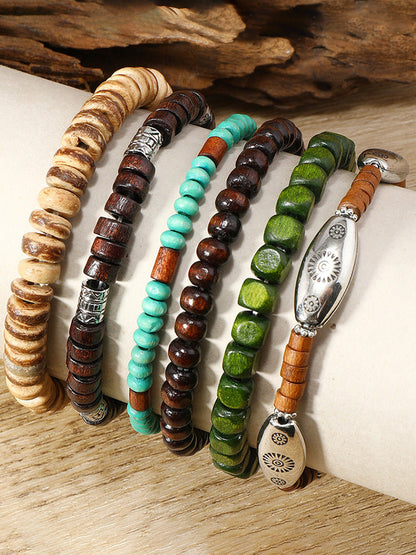 Set de 6 pulseras de cuentas bohemias apilables