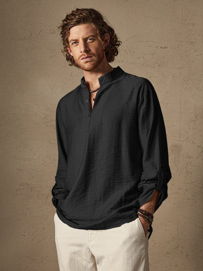 Camisa de playa de lino de manga larga