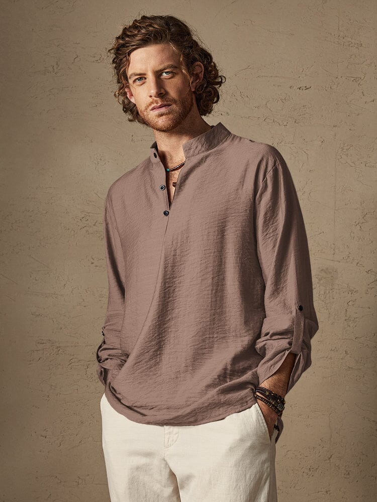 Camisa de playa de lino de manga larga