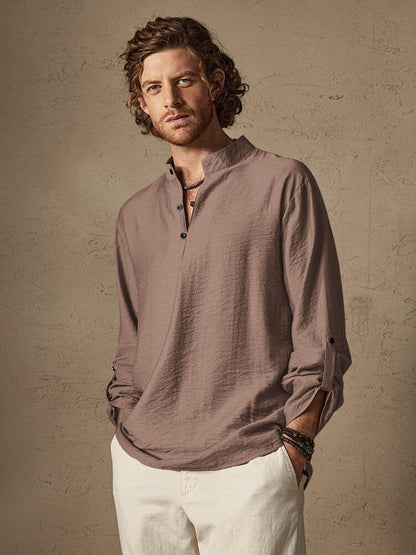Camisa de playa de lino de manga larga