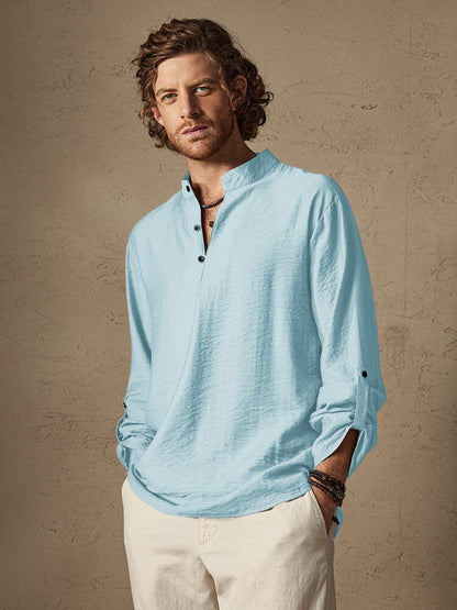 Camisa de playa de lino de manga larga