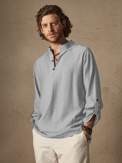 Camisa de playa de lino de manga larga
