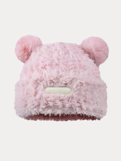 Gorro de punto con orejas de oso