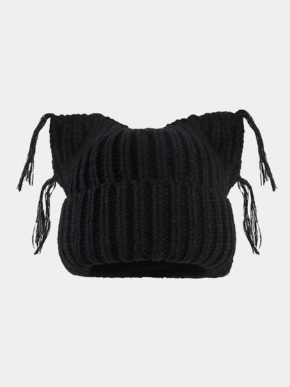 Gorro de punto único con orejas de gato