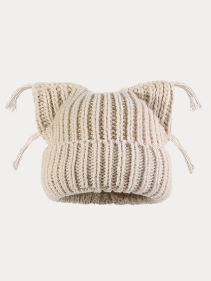 Gorro de punto único con orejas de gato